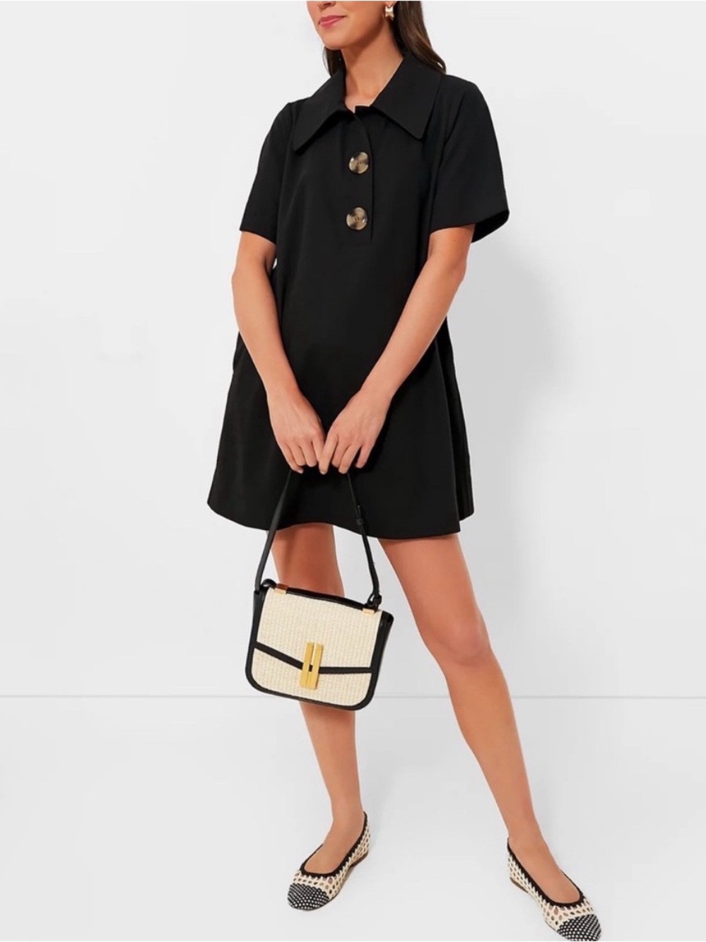 Womens Tuckernuck Scout Black Mini Collared Button Dress Size Small